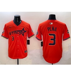 Men Houston Astros 3 Jeremy Pena Orange 2025 City Connect With Texas Patch Limited Stitched Baseball Jersey