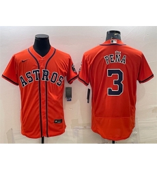 Men Houston Astros 3 Jeremy Pena Orange Flex Base Stitched Baseball Jersey Men Houston Astros 3 Jeremy Pena Orange Flex Base Stitched Baseball Jersey