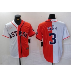 Men Houston Astros 3 Jeremy Pena White Orange Split With Patch Cool Base Stitched Baseball Jersey Men Houston Astros 3 Jeremy Pena White Orange Split With Patch Cool Base Stitched Baseball Jersey