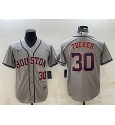 Men Houston Astros 30 Kyle Tucker Gray With Patch Cool Base Stitched Jersey Men Houston Astros 30 Kyle Tucker Gray With Patch Cool Base Stitched Jersey