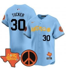 Men Houston Astros 30 Kyle Tucker Light Blue With Patch Cool Base Stitched Baseball Jersey Men Houston Astros 30 Kyle Tucker Light Blue With Patch Cool Base Stitched Baseball Jersey