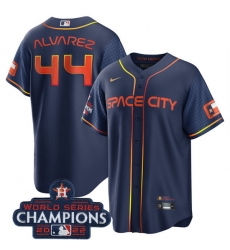 Men Houston Astros 44 Yordan Alvarez Navy 2022 World Series Champions City Connect Stitched Baseball Jersey Men Houston Astros 44 Yordan Alvarez Navy 2022 World Series Champions City Connect Stitched Baseball Jersey