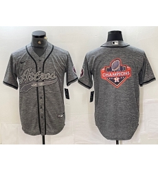 Men Houston Astros Grey Team Big Logo With Patch Cool Base Stitched Baseball Jersey 2 Men Houston Astros Grey Team Big Logo With Patch Cool Base Stitched Baseball Jersey 2