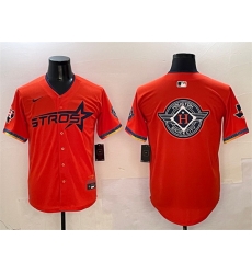 Men Houston Astros Team Big Logo Orange 2025 City Connect With Texas Patch Limited Stitched Baseball Jersey 001