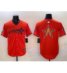 Men Houston Astros Team Big Logo Orange 2025 City Connect With Texas Patch Limited Stitched Baseball Jersey 003