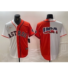 Men Houston Astros White Orange Split Team Big Logo With Patch Cool Base Stitched Baseball Jersey Men Houston Astros White Orange Split Team Big Logo With Patch Cool Base Stitched Baseball Jersey