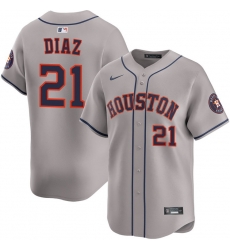 Men Houston Astros Yainer Diaz 21 Gray Flex Base Stitched Limited Jersey