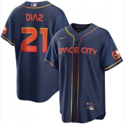 Men Houston Astros Yainer Diaz 21 Navy Blue Flex Base Stitched Limited Jersey