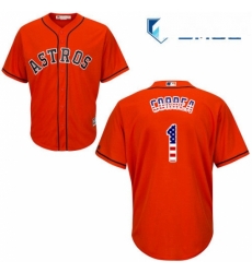Mens Majestic Houston Astros 1 Carlos Correa Authentic Orange USA Flag Fashion MLB Jersey Mens Majestic Houston Astros 1 Carlos Correa Authentic Orange USA Flag Fashion MLB Jersey