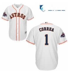 Mens Majestic Houston Astros 1 Carlos Correa Replica White Home 2017 World Series Champions Cool Base MLB Jersey Mens Majestic Houston Astros 1 Carlos Correa Replica White Home 2017 World Series Champions Cool Base MLB Jersey