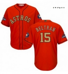 Mens Majestic Houston Astros 15 Carlos Beltran Replica Orange Alternate 2018 Gold Program Cool Base MLB Jersey Mens Majestic Houston Astros 15 Carlos Beltran Replica Orange Alternate 2018 Gold Program Cool Base MLB Jersey