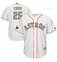 Mens Majestic Houston Astros 25 Jose Cruz Jr Replica White 2018 Gold Program Cool Base MLB Jersey Mens Majestic Houston Astros 25 Jose Cruz Jr Replica White 2018 Gold Program Cool Base MLB Jersey