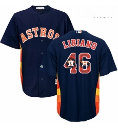 Mens Majestic Houston Astros 46 Francisco Liriano Authentic Navy Blue Team Logo Fashion Cool Base MLB Jersey Mens Majestic Houston Astros 46 Francisco Liriano Authentic Navy Blue Team Logo Fashion Cool Base MLB Jersey