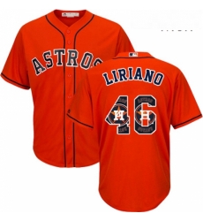 Mens Majestic Houston Astros 46 Francisco Liriano Authentic Orange Team Logo Fashion Cool Base MLB Jersey Mens Majestic Houston Astros 46 Francisco Liriano Authentic Orange Team Logo Fashion Cool Base MLB Jersey