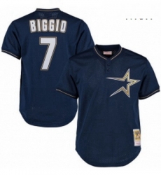 Mens Mitchell and Ness 1997 Houston Astros 7 Craig Biggio Authentic Navy Blue Throwback MLB Jersey Mens Mitchell and Ness 1997 Houston Astros 7 Craig Biggio Authentic Navy Blue Throwback MLB Jersey