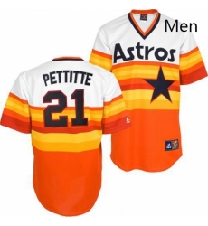 Mens Mitchell and Ness Houston Astros 21 Andy Pettitte Replica WhiteOrange Throwback MLB Jersey Mens Mitchell and Ness Houston Astros 21 Andy Pettitte Replica WhiteOrange Throwback MLB Jersey