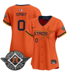 Women Houston Astros 0 Orbit Orange 2025 City Connect Limited Stitched Baseball Jersey