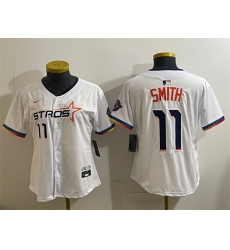 Women Houston Astros 11 Cam Smith White 2025 City Connect Limited Stitched Baseball Jersey