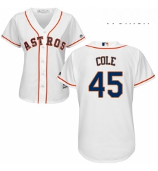 Womens Majestic Houston Astros 45 Gerrit Cole Authentic White Home Cool Base MLB Jersey 