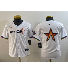 Youth Houston Astros Team Big Logo White 2025 City Connect Limited Stitched Baseball Jersey 002