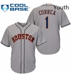 Youth Majestic Houston Astros 1 Carlos Correa Replica Grey Road Cool Base MLB Jersey Youth Majestic Houston Astros 1 Carlos Correa Replica Grey Road Cool Base MLB Jersey