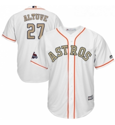 Youth Majestic Houston Astros 27 Jose Altuve Authentic White 2018 Gold Program Cool Base MLB Jersey