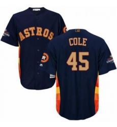 Youth Majestic Houston Astros 45 Gerrit Cole Authentic Navy Blue Alternate 2018 Gold Program Cool Base MLB Jersey Youth Majestic Houston Astros 45 Gerrit Cole Authentic Navy Blue Alternate 2018 Gold Program Cool Base MLB Jersey