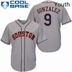 Youth Majestic Houston Astros 9 Marwin Gonzalez Replica Grey Road Cool Base MLB Jersey 