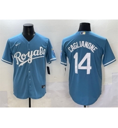 Men Kansas City Royals 14 Jac Caglianone Light Blue Cool Base Stitched Baseball Jersey
