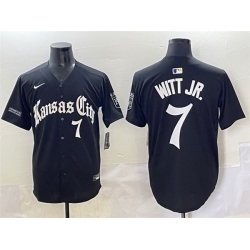 Men Kansas City Royals 7 Bobby Witt Jr  Black  27Gothic Crown Edition 27 Vapor Premier Limited Stitched Baseball Jersey