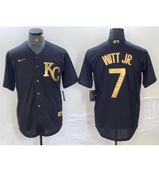 Men Kansas City Royals 7 Bobby Witt Jr  Black Cool Base Stitched Jersey