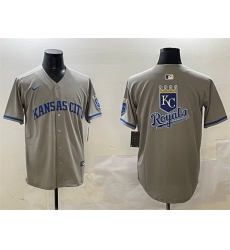 Men Kansas City Royals Team Big Logo Grey 2024 Away Limited Stitched Baseball Jersey