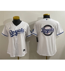Women Kansas City Royals Team Big Logo White Cool Base Stitched Jersey 