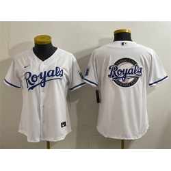 Women Kansas City Royals Team Big Logo White Cool Base Stitched Jersey 