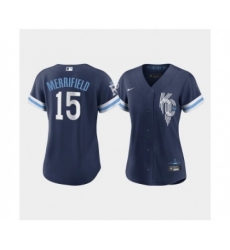 Women's Kansas City Royals #15 Whit Merrifield 2022 Navy City Connect Cool Base Stitched Jersey Women's Kansas City Royals #15 Whit Merrifield 2022 Navy City Connect Cool Base Stitched Jersey