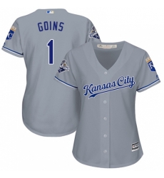 Womens Majestic Kansas City Royals 1 Ryan Goins Replica Grey Road Cool Base MLB Jersey Womens Majestic Kansas City Royals 1 Ryan Goins Replica Grey Road Cool Base MLB Jersey