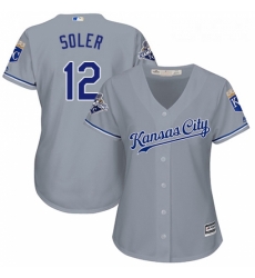 Womens Majestic Kansas City Royals 12 Jorge Soler Replica Grey Road Cool Base MLB Jersey