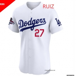 Men Dodgers RUIZ #27 White Flex Base Stitched MLB Jersey