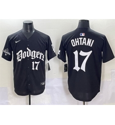 Men Los Angeles Dodgers 17 Shohei Ohtani Black 2025 LA Gothic Style With 2024 World Series Champions Patch Vapor Premier Limited Stitched Baseball Jersey