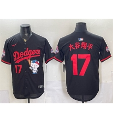 Men Los Angeles Dodgers 17 Shohei Ohtani Black Hello Kitty Night 2025 World Series Champions Patch Stitched Baseball Jersey (2) Men Los Angeles Dodgers 17 Shohei Ohtani Black Hello Kitty Night 2025 World Series Champions Patch Stitched Baseball Jersey (2)