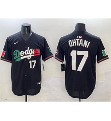 Men Los Angeles Dodgers 17 Shohei Ohtani Black Mexico Flag Limited Stitched Baseball Jersey