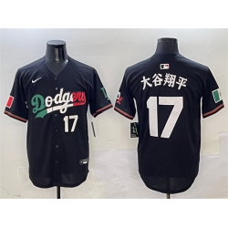 Men Los Angeles Dodgers 17  Shohei Ohtani Black Mexico Flag Limited Stitched Baseball Jersey