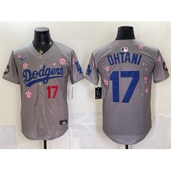 Men Los Angeles Dodgers  17 Shohei Ohtani Grey 2025 Tokyo Series Limited Stitched Baseball Jersey