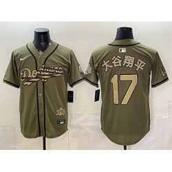 Men Los Angeles Dodgers  17 Shohei Ohtani Olive 2026 Armed Forces Day Stitched Baseball Jersey (2)