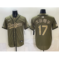 Men Los Angeles Dodgers  17 Shohei Ohtani Olive 2026 Armed Forces Day Stitched Baseball Jerseys (2)
