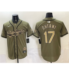 Men Los Angeles Dodgers  17 Shohei Ohtani Olive 2026 Armed Forces Day Stitched Baseball Jerseys