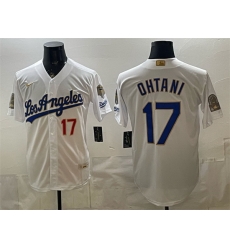 Men Los Angeles Dodgers  17 Shohei Ohtani White 2026 Gold Collection 9x   B2B Champs Patch Stitched Baseball Jersey