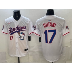 Men Los Angeles Dodgers  17 Shohei Ohtani White Hello Kitty Night 2025 World Series Champions Patch Stitched Baseball Jersey