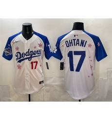 Men Los Angeles Dodgers 17 Shohei Ohtani White Royal 2025 World Series Champions Patch Tokyo Series Limited Stitched Baseball Jersey