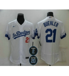 Men Los Angeles Dodgers 21 Walker Buehler White 2 20 Patch City Connect Flex Base Stitched Jersey Men Los Angeles Dodgers 21 Walker Buehler White 2 20 Patch City Connect Flex Base Stitched Jersey